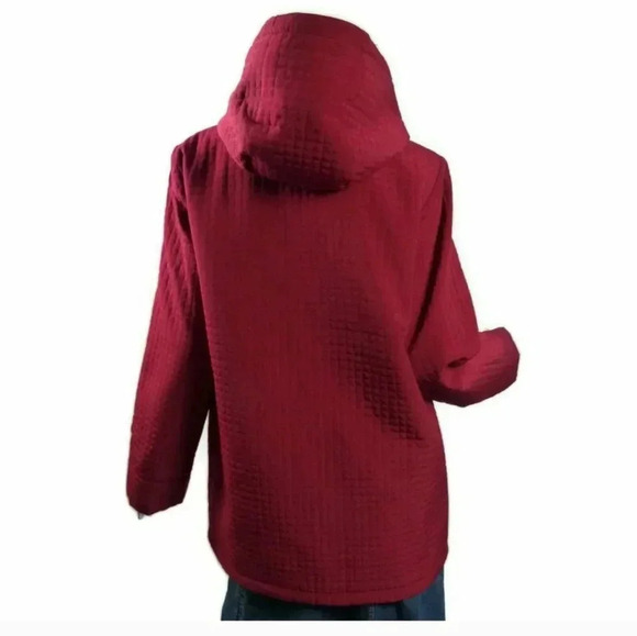 Aeros by Kristen Blake Red Quilted Hooded Coat Zip Front Fleece Lined La… - Picture 4 of 12